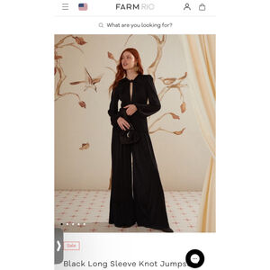 NWT Farm Rio Black Long Sleeve Knot Jumpsuit Size M